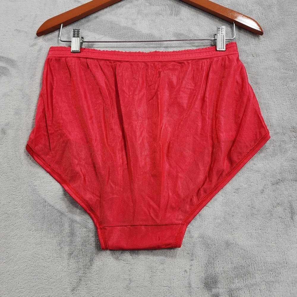 Vintage Jockey Briefs Mens 40 Red Nylon Tricot High Rise Satin Underwear Stretch - Picture 2 of 7